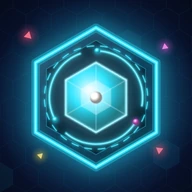 The IT Defense icon: a glowing cyan hexagon around a crystal core